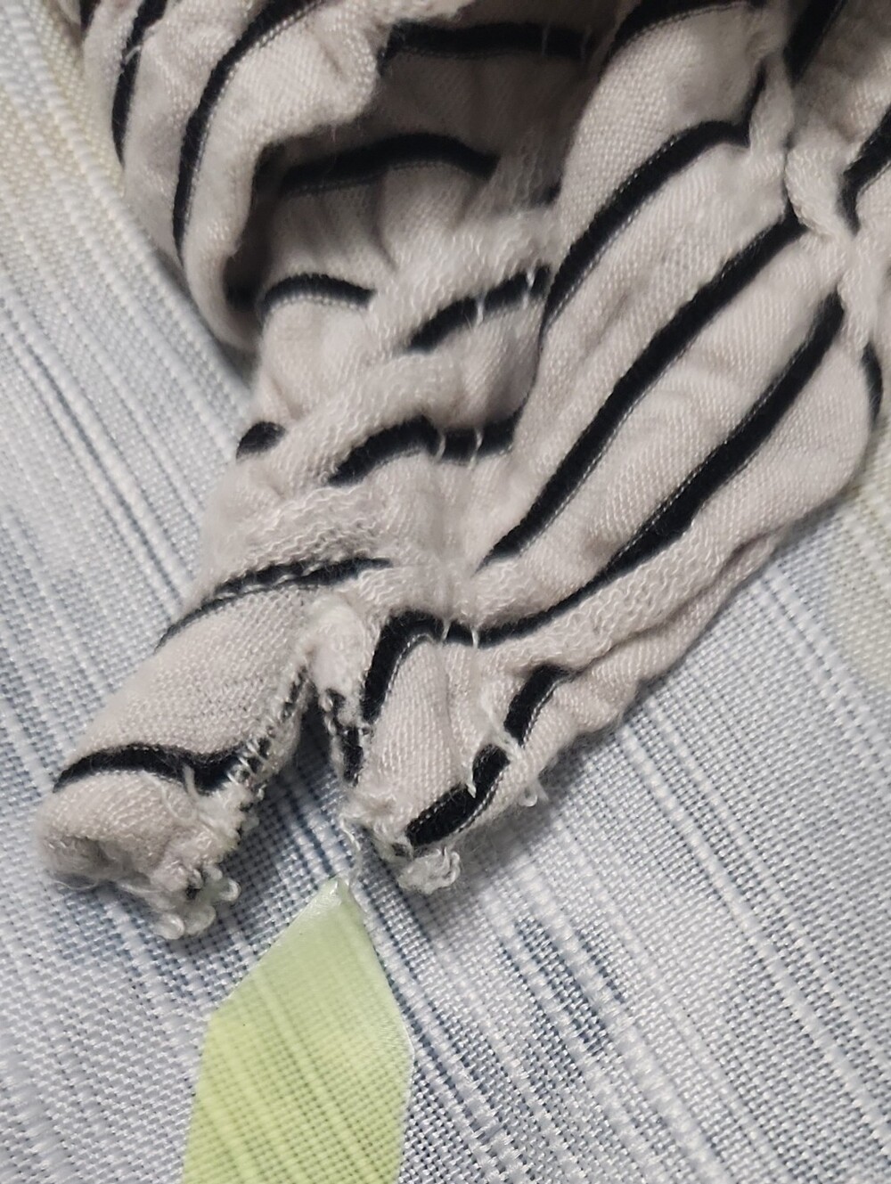 NIC+ZOE Ivory Black Textured Stripe Wrap Top 3/4 Sleeve L - Picture 5 of 14